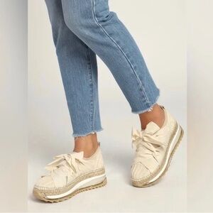 Free People Chapman Suede Chunky Espadrille Platform Sneakers Ivory